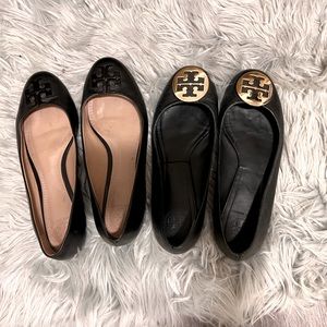 2 pairs of Tory Burch flats. Black